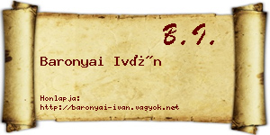Baronyai Iván névjegykártya